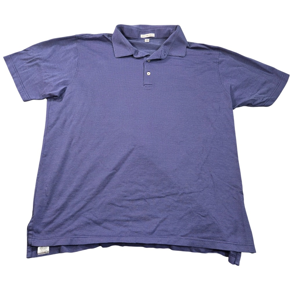 Peter Millar Polo Shirt Mens XXL Blue White Micro Dot Cotton Short Sleeve